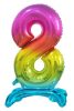 Colorat Rainbow Balon folie cifra 8 cu bază 74 cm