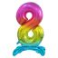 Numere Rainbow Balon din folie cu numărul colorat 8 cu suport 74 cm
