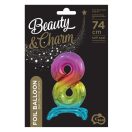 Numere Rainbow Balon din folie cu numărul colorat 8 cu suport 74 cm