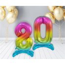 Numere Rainbow Balon din folie cu numărul colorat 8 cu suport 74 cm
