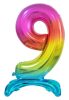 Colorat Rainbow Balon folie cifra 9 cu bază 74 cm