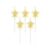   Stea Metallic Gold Lumânare pentru tort aurie, set de lumânări 5 bucăți