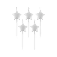 Stea Metallic Silver Set de 5 lumânări de tort argintii