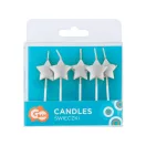 Stea Metallic Silver Set de 5 lumânări de tort argintii