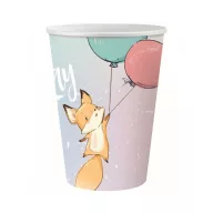   Vulpe Balloon Pahar din hârtie Happy Birthday, set de 6, 270 ml