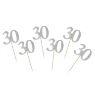 La mulți ani Silver Set de 6 bețe decorative argintii 30