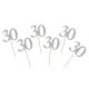 La mulți ani Silver Set de 6 bețe decorative argintii 30