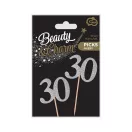 La mulți ani Silver Set de 6 bețe decorative argintii 30