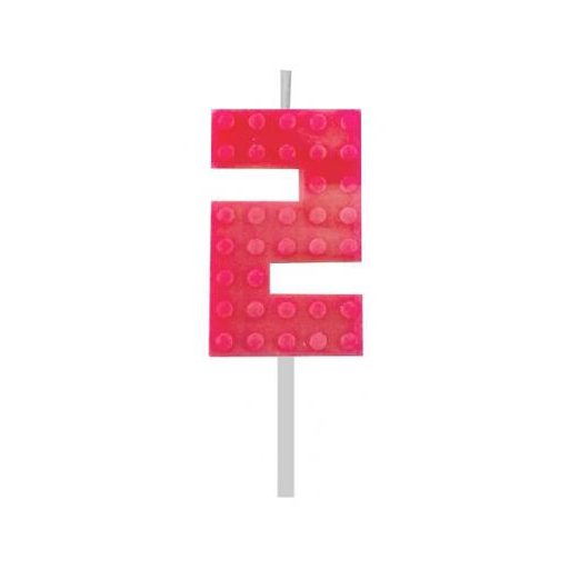 Blocks Red Blocks Lumânare de tort roșie cu numărul 2, lumânare cu număr