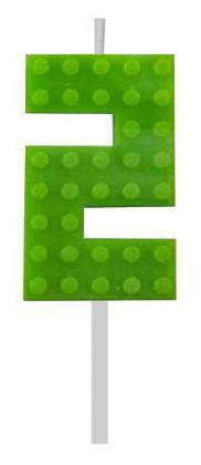 Blocks Green Blocks Lumânare de tort verde în formă de cărămidă 2, lumânare cu număr