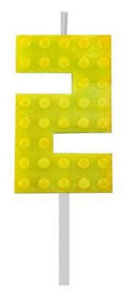 Blocks Yellow Blocks Lumânare de Tort cu Cuburi Numărul 2 Galben