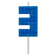   Blocks Blue Blocks Lumânare de Tort Albastră cu Numărul 3 din Blocuri de Construcție, Lumânare cu Numere