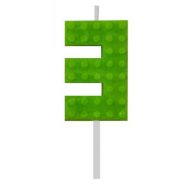   Blocks Green Blocks Lumânare tort verde nr. 3 tip cărămidă, lumânare cifră