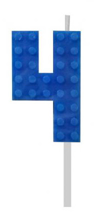 Blocks Blue Blocks Lumânare tort Cărămidă 4 Albastru, Lumânare cu număr