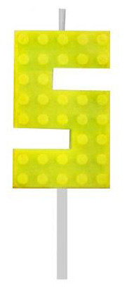 Blocks Yellow Blocks Lumânare Cărămidă de Construcție Numărul 5 Galbenă, Lumânare de Număr