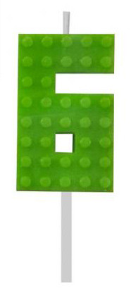 Blocks Green Blocks Lumânare de tort tip cărămidă numărul 6 verde, lumânare numerică