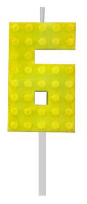 Blocks Yellow Blocks Lumânare pentru tort galbenă 6 blocuri de construcție, lumânare numerică
