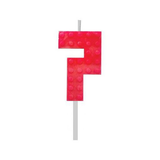 Blocks Red Blocks Lumânare Tort Cifra 7 Roșu Tip Cărămidă