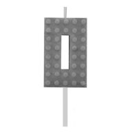   Blocks Grey Blocks Lumânare de tort <span style='font-size: larger;'>Numărul 0</span>, Stivuibilă, Gri