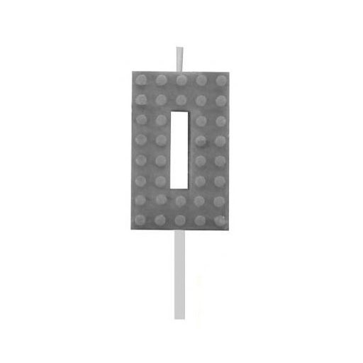 Blocks Grey Blocks Lumânare de tort <span style='font-size: larger;'>Numărul 0</span>, Stivuibilă, Gri