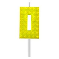   Blocks Yellow Blocks Lumânare de tort cifra 0 tip cărămidă galben, lumânare numerică