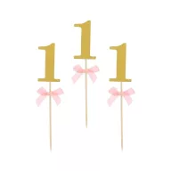   La mulți ani Băţ decorativ roz pentru prima aniversare 10 buc