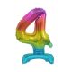 Colorat Rainbow mini Balon folie cifra 4 cu bază 38 cm