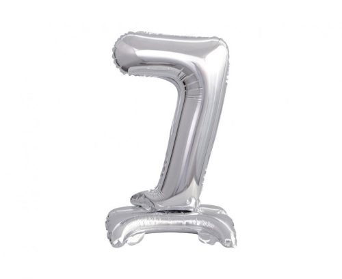 Argintiu B&C Silver mini Balon folie cifra 7 cu bază 38 cm