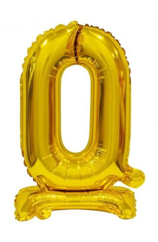 Gold B&C Gold mini Balon folie cifra 0 cu bază 38 cm