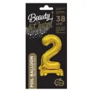 Numere B&C Gold Balon din folie mini aurie cu numărul 2 cu bază 38 cm