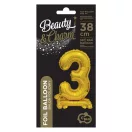 Numere B&C Gold Balon folie mini auriu cu cifra 3 și suport 38 cm