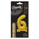 Numere B&C Gold Balon folie mini 6 auriu cu suport 38 cm