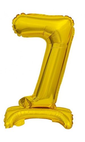 Gold B&C Gold mini Balon folie cifra 7 cu bază 38 cm