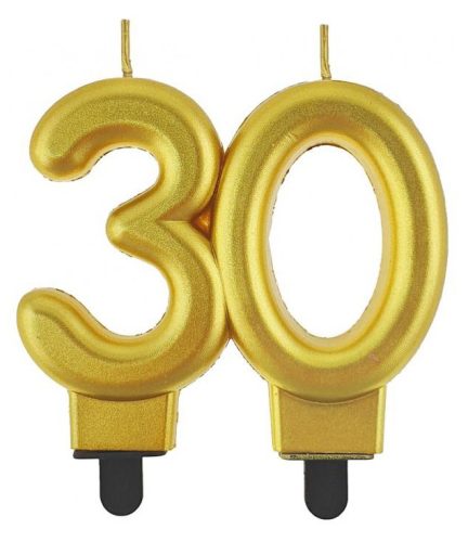 Colorat Gold Lumânare Aniversară Aurie 30, Lumânare cu Număr