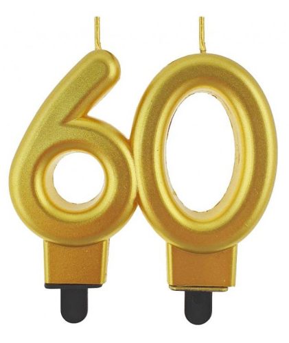Colorat Gold Lumânare de tort auriu 60, lumânare cu număr