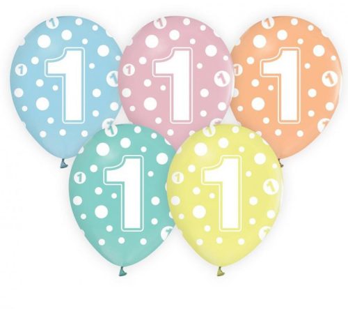 Happy Birthday 1 Dots balon, balon 5 bucăți 12 inch (30cm)