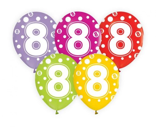 Happy Birthday 8 Dots balon, balon 5 bucăți 12 inch (30cm)
