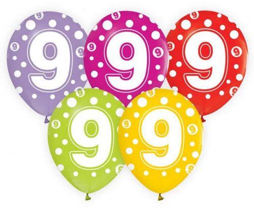 Happy Birthday 9 Dots balon, balon 5 bucăți 12 inch (30cm)