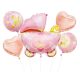 La mulți ani Carriage Pink Set de 5 baloane din folie roz pentru cărucior