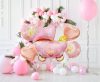 La mulți ani Carriage Pink Set de 5 baloane din folie roz pentru cărucior