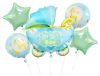 La mulți ani Carriage Blue Set de 5 baloane din folie cărucior albastru