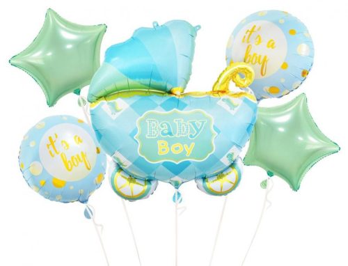 Cărucior albastru Carriage Blue balon folie set de 5 