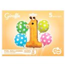 Animale Dots Set de 5 baloane cu heliu folie Giraffe
