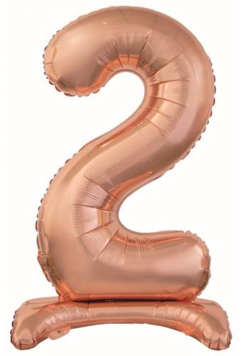 Rose Gold Balon folie cifra 2 cu bază 74 cm
