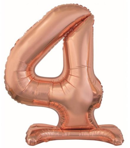 rose gold Balon folie cifra 4 cu suport 74 cm