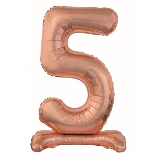 Numere Rose Gold Balon folie cifra 5 cu bază 74 cm