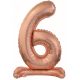 Numere Rose Gold Balon din folie numărul 6 cu bază 74 cm