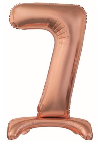 rose gold Balon folie cifra 7 cu suport 74 cm