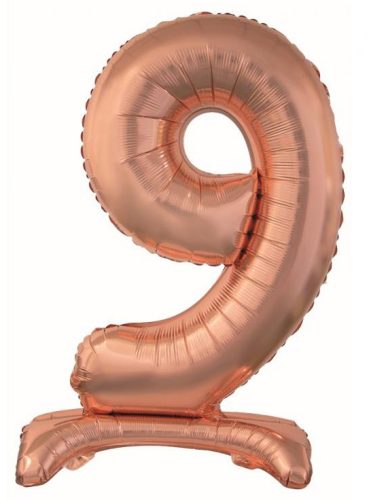 rose gold Balon folie cifra 9 cu suport 74 cm