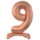 rose gold Balon folie cifra 9 cu suport 74 cm